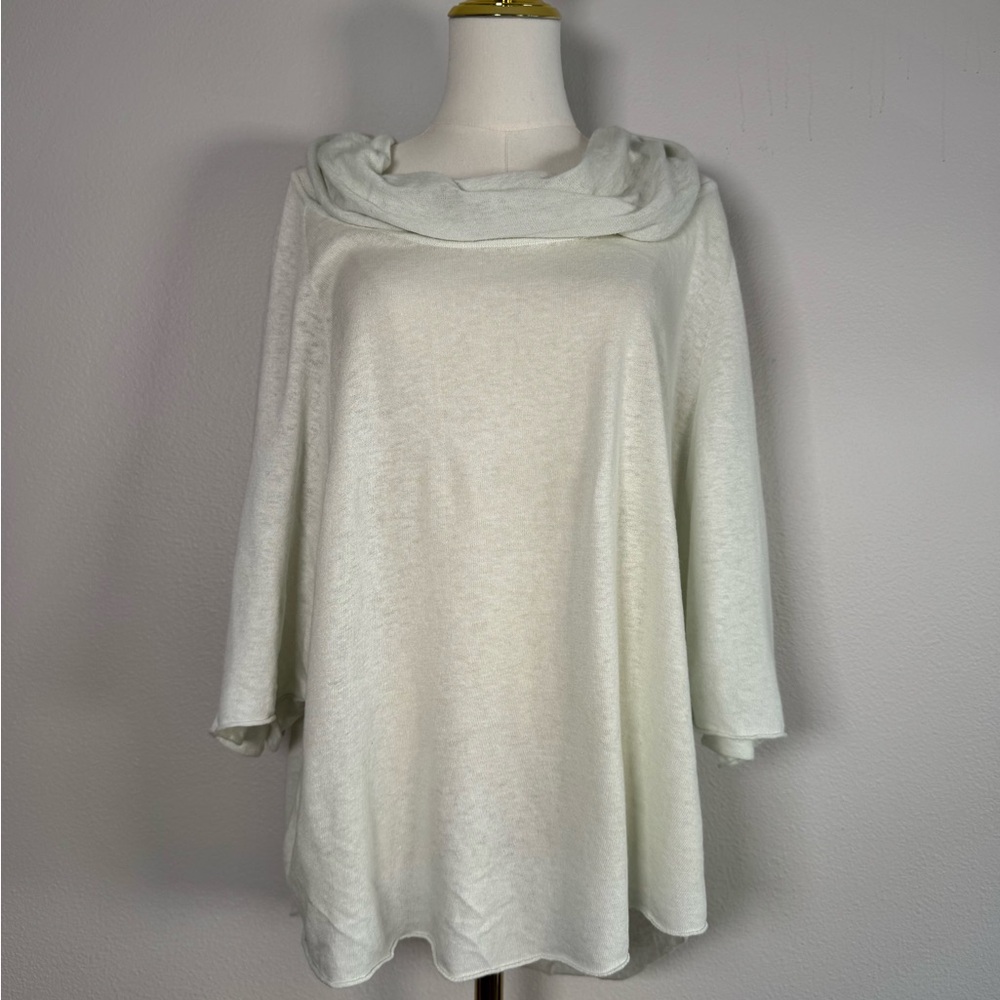 PLANET by Lauren‎ G Linen Cotton Lightweight Moc Neck Top One Size